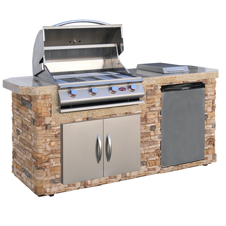 Cal Flame 83.5 3 BBQ Grill Island with 4 Burner Grill